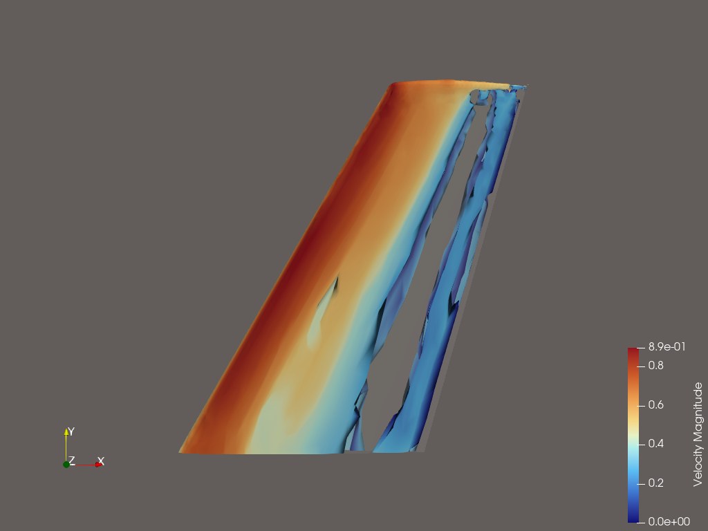 Q-criterion vortex structures extracted from a running CFD simulation